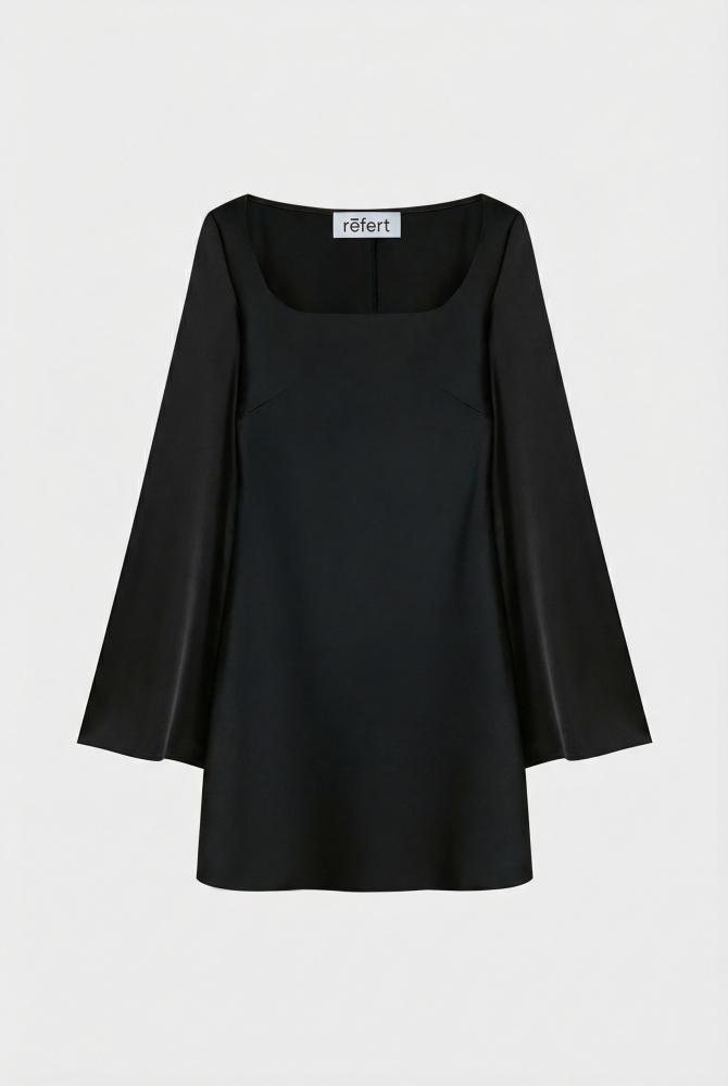 Платье с квадратным вырезом из сатина