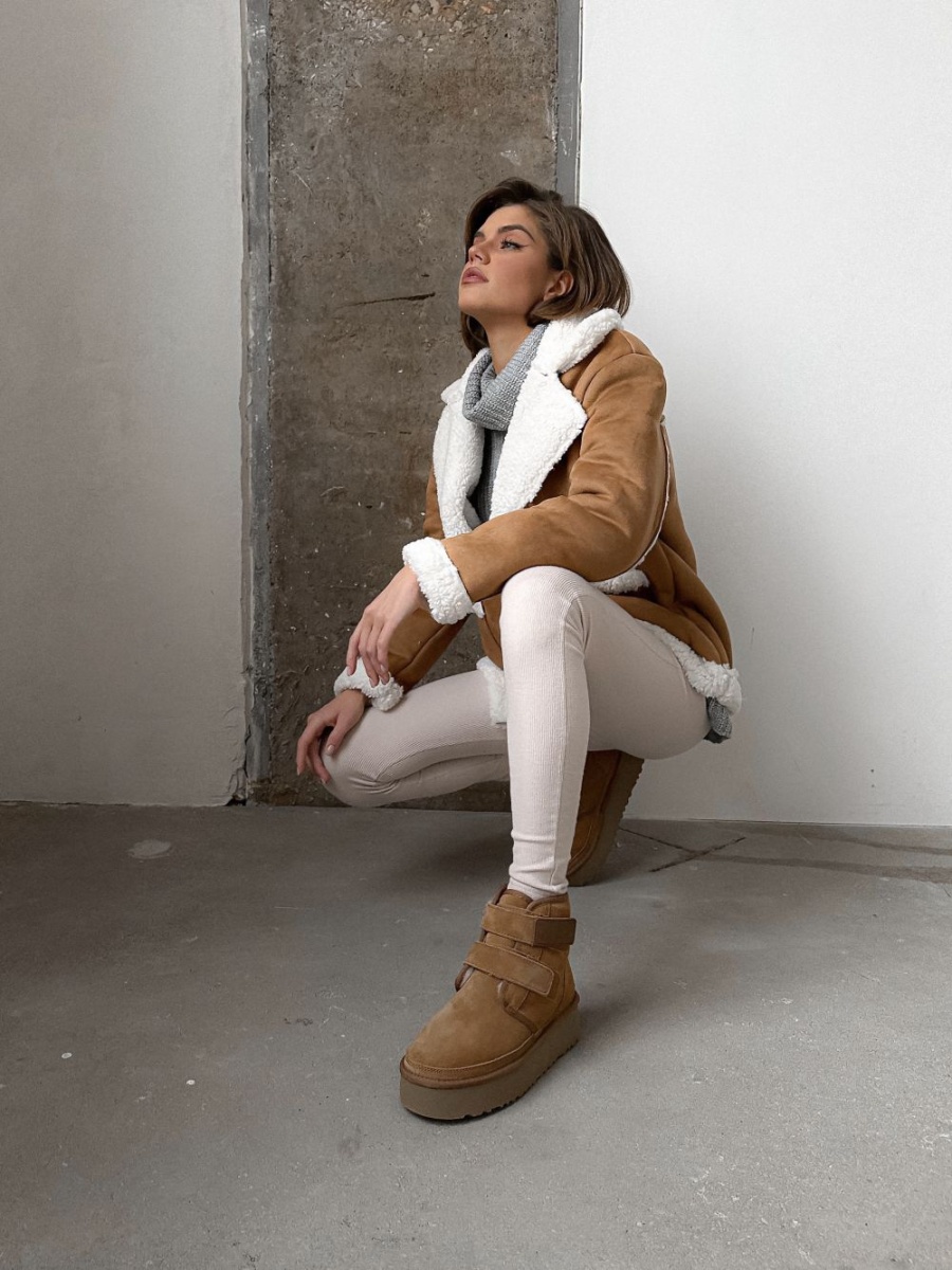 Угги на липучках из натуральной замши SBALO, цвет: рыжий SUG7-2 купить онлайн Угги на липучках из натуральной замши SBALO, цвет: рыжий SUG7-2 купить онлайн