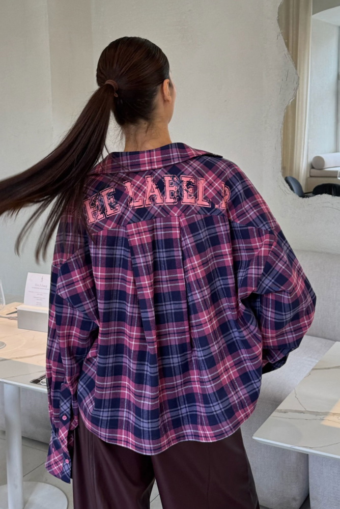 Рубашка объемная укороченная в клетку PINK Рубашка объемная укороченная в клетку PINK