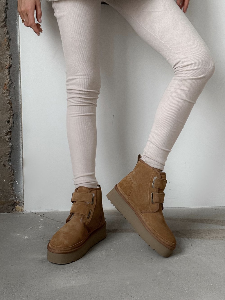 Угги на липучках из натуральной замши SBALO, цвет: рыжий SUG7-2 купить онлайн Угги на липучках из натуральной замши SBALO, цвет: рыжий SUG7-2 купить онлайн