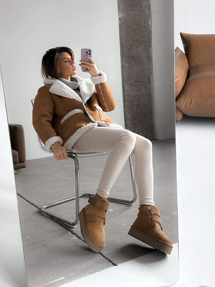 Угги на липучках из натуральной замши SBALO, цвет: рыжий SUG7-2 купить онлайн Угги на липучках из натуральной замши SBALO, цвет: рыжий SUG7-2 купить онлайн