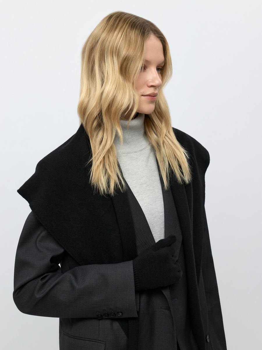 Теплая косынка с шелком Conso, цвет: Черный KSK 250312 - черный купить онлайн Теплая косынка с шелком Conso, цвет: Черный KSK 250312 - черный купить онлайн