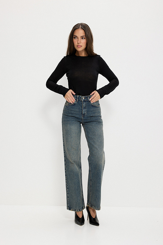 Джинсы прямые с высокой посадкой