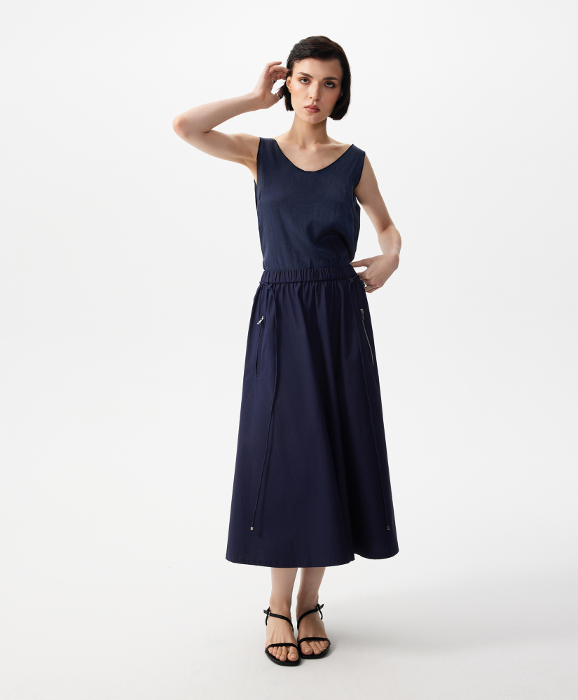 Юбка миди с поясом на резинке