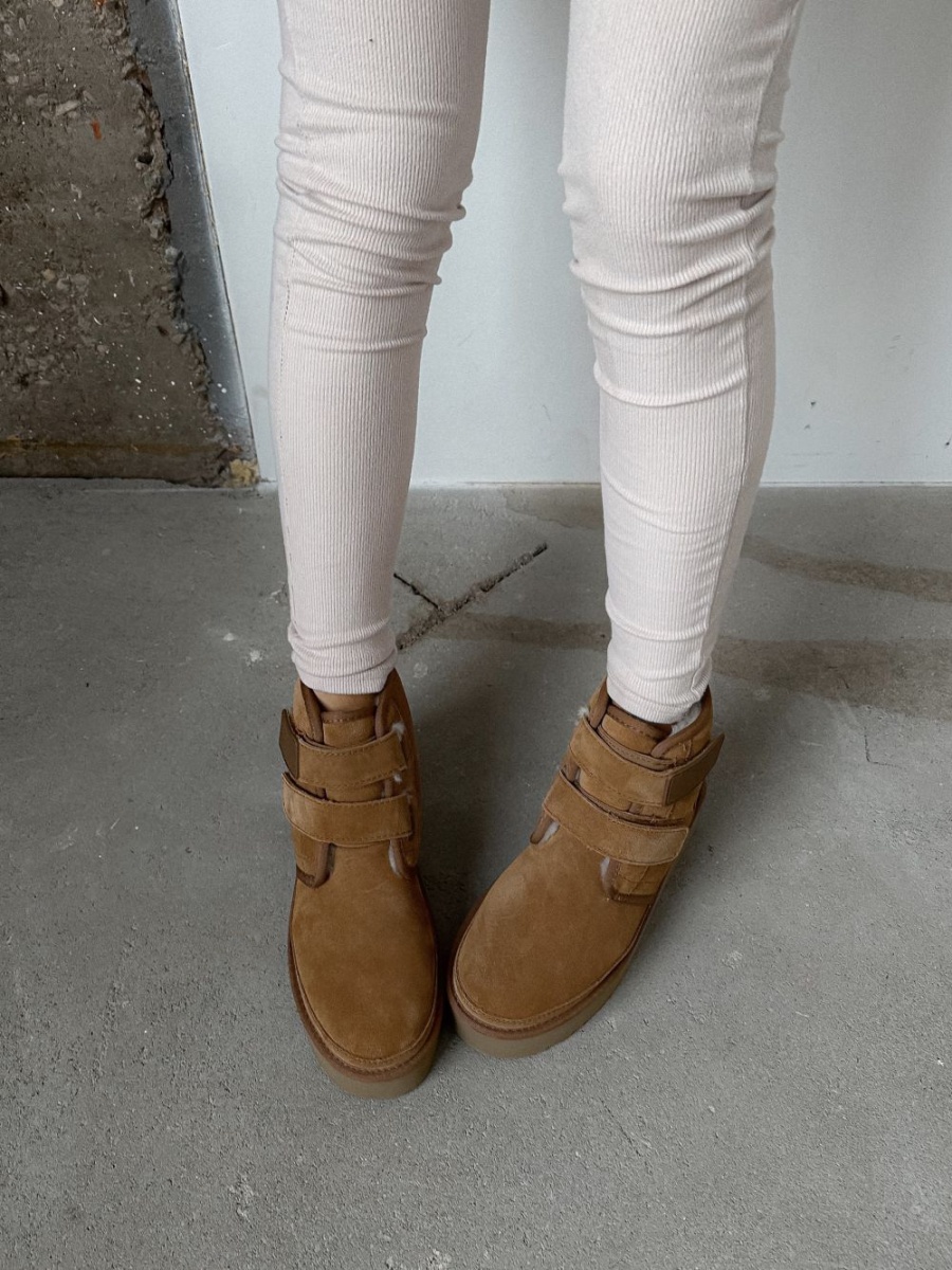 Угги на липучках из натуральной замши SBALO, цвет: рыжий SUG7-2 купить онлайн Угги на липучках из натуральной замши SBALO, цвет: рыжий SUG7-2 купить онлайн