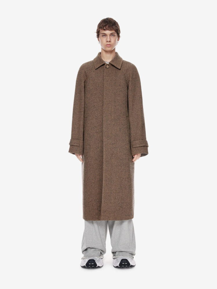 Однобортное пальто оверсайз из шерсти