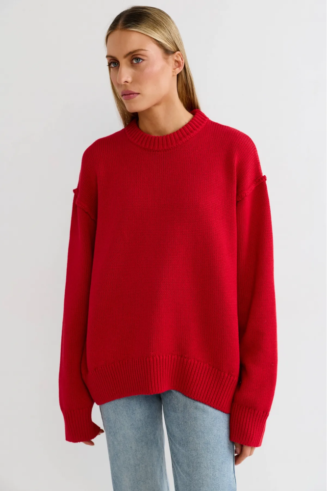 Джемпер с наружными швами Сочный красный