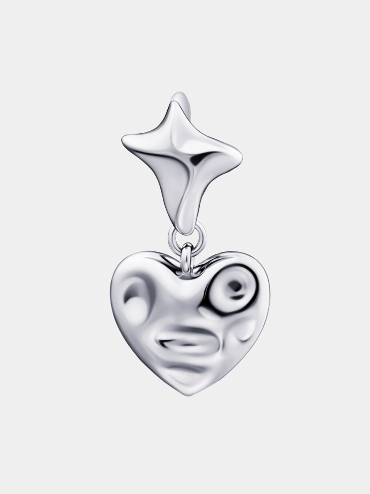 Моносерьга фактурное сердце