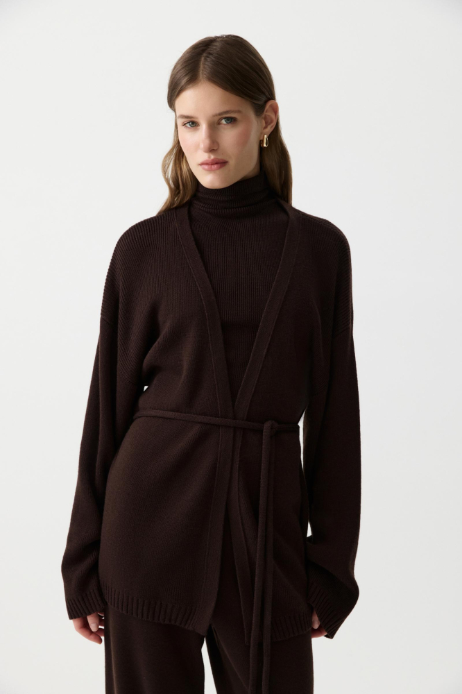Кардиган из шерсти с поясом