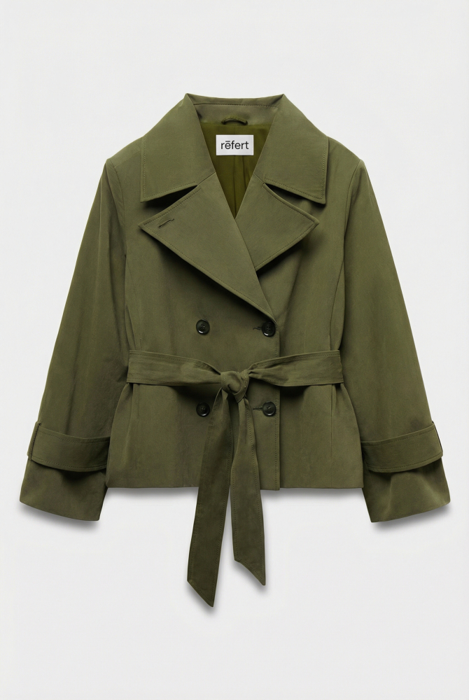 Укороченный тренч из плащевой ткани
