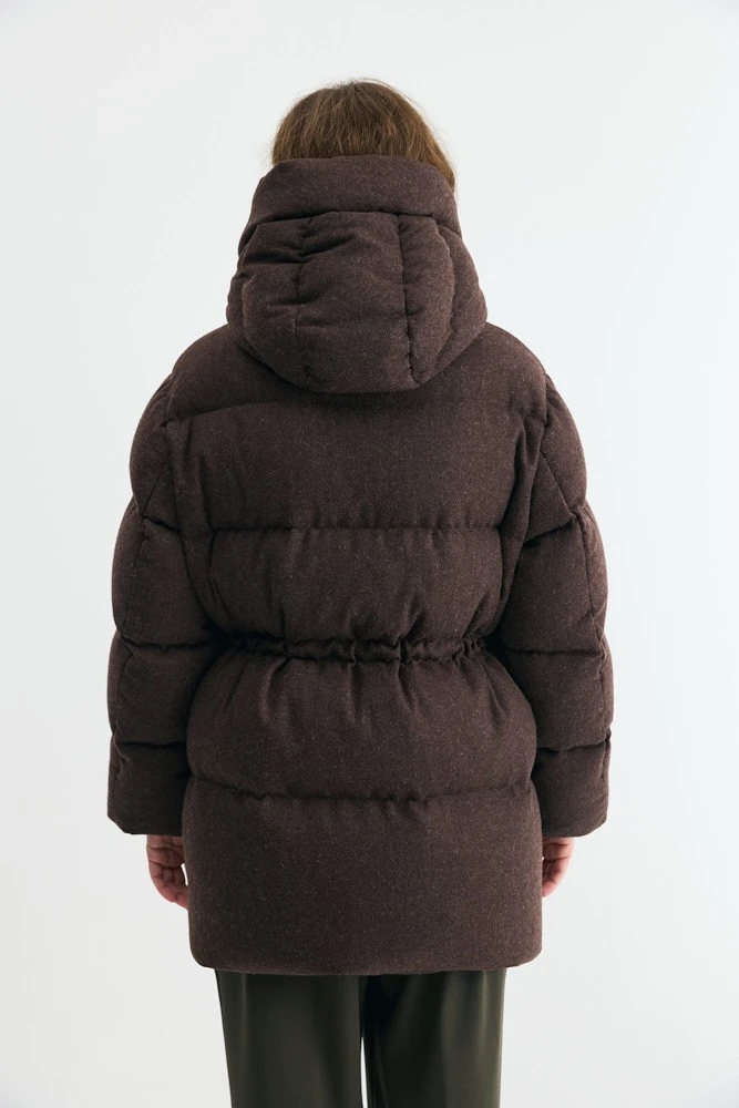 Пуховик средней длины из шерсти Daisyknit, цвет: коричневый,  купить онлайн Пуховик средней длины из шерсти Daisyknit, цвет: коричневый,  купить онлайн