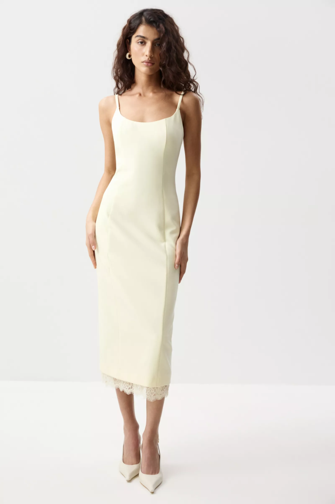 Платье макси на бретелях с кружевом