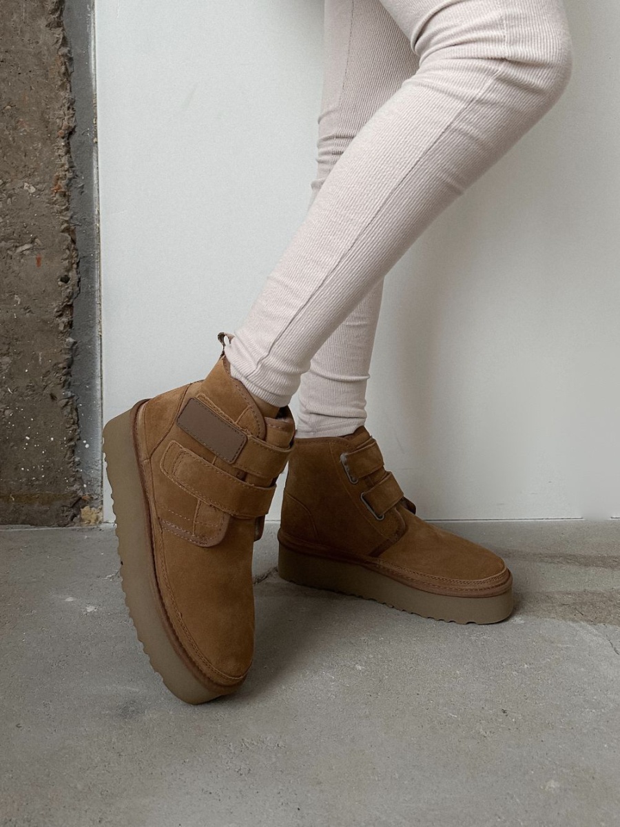 Угги на липучках из натуральной замши SBALO, цвет: рыжий SUG7-2 купить онлайн Угги на липучках из натуральной замши SBALO, цвет: рыжий SUG7-2 купить онлайн