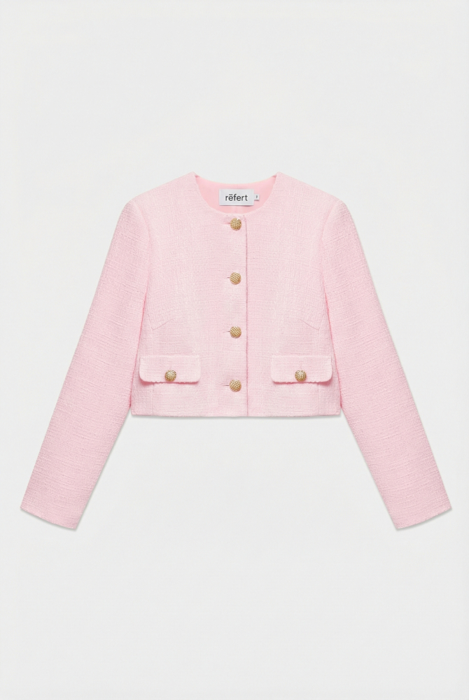 Жакет укороченный из твида с клапанами