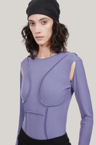 Боди с рельефами из модала в рубчик POST POST SCRIPTUM, цвет: фиолетовый, P_0209сиреневый купить онлайн