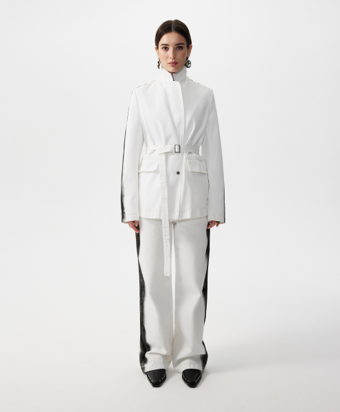 Пиджак джинсовый с принтом на рукавах GLVR, цвет: белый, 126G21GAC4809 купить онлайн