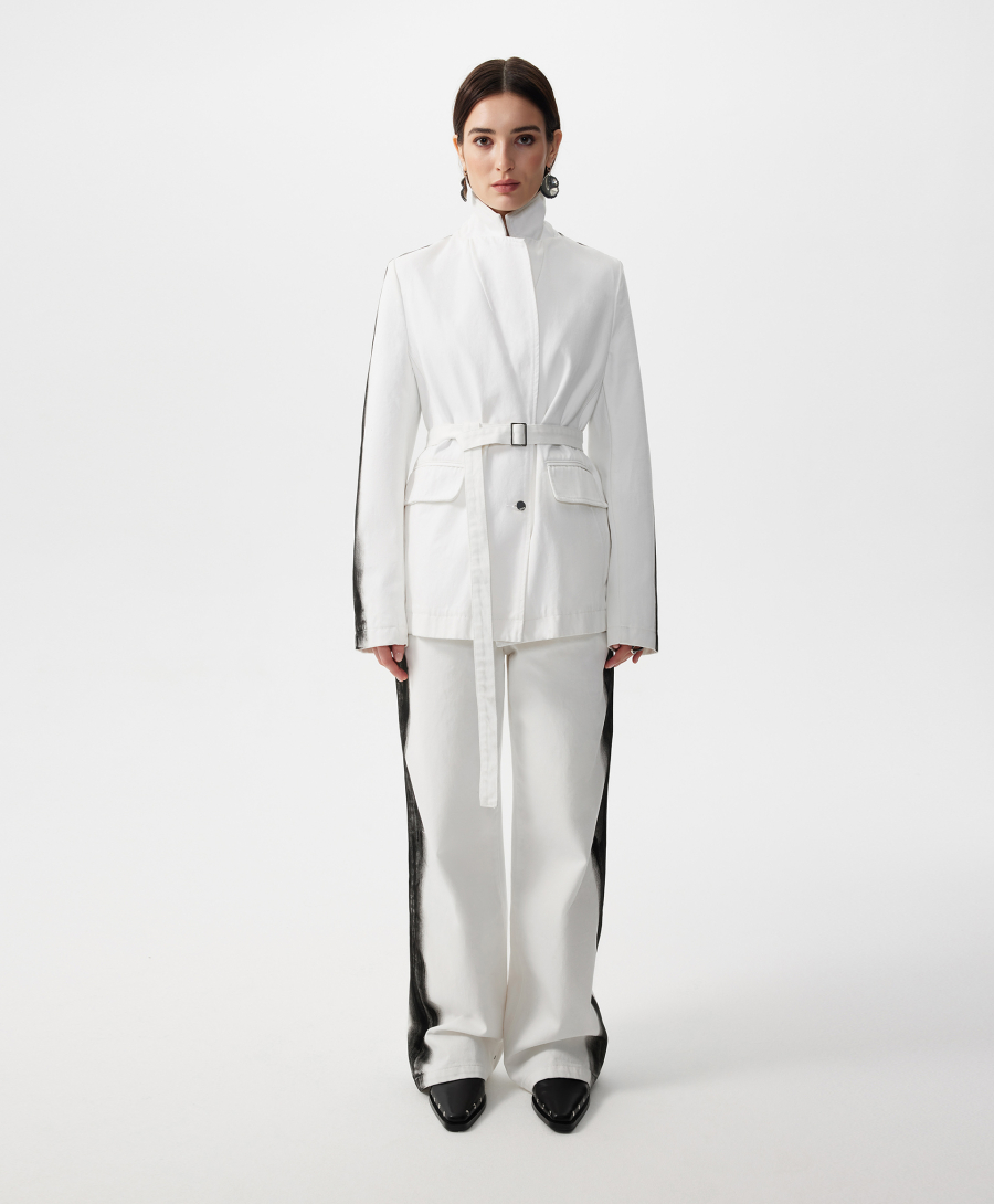 Пиджак джинсовый с принтом на рукавах GLVR, цвет: белый, 126G21GAC4809 купить онлайн