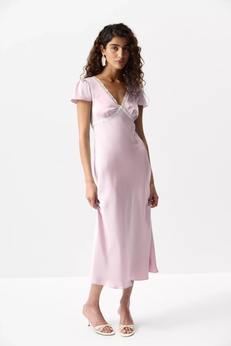 Платье из сатина с кружевом Charmstore, цвет: нежно-розовый, 111-60360-236 купить онлайн