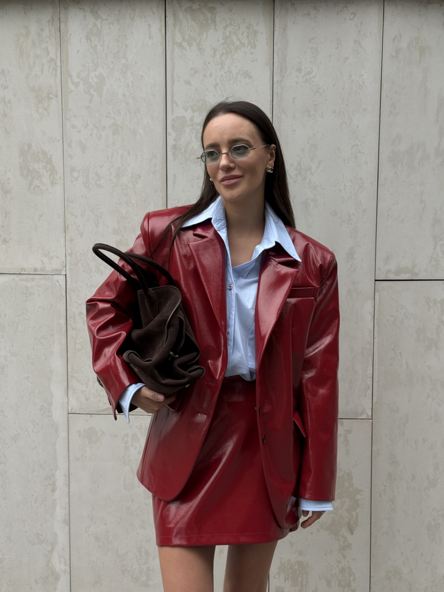 Жакет из эко-кожи однобортный лаковый Жакет из эко-кожи однобортный лаковый