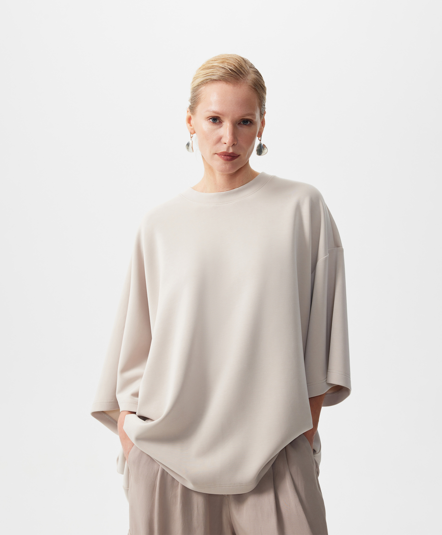 Футболка с асимметричными рукавами GLVR, цвет: серый, 126G22GAC1221 купить онлайн