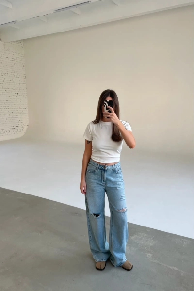 Джинсы свободные Синий гранж Erist store, цвет: синий, НФ-00003120 купить онлайн