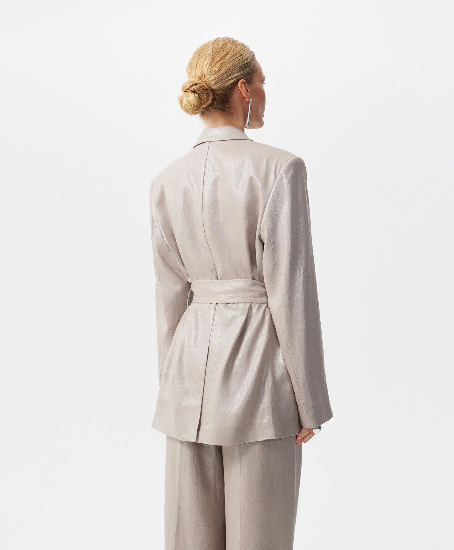 Пиджак льняной прямой свободной формы GLVR, цвет: серый, 126G22GAC4804 купить онлайн