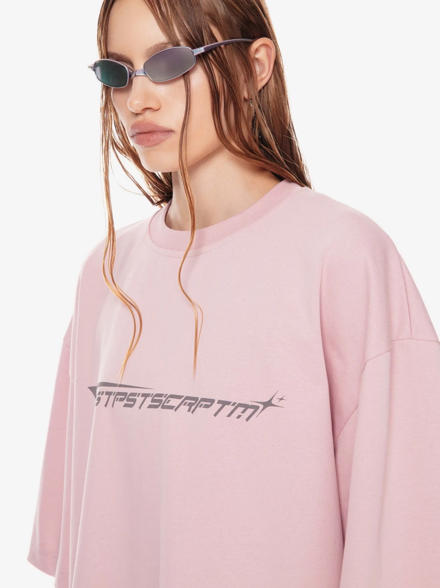 Футболка оверсайз с принтом POST POST SCRIPTUM, цвет: розовый, 1131.002.00.03.420 купить онлайн