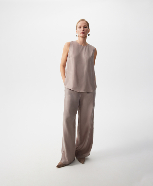 Брюки-палаццо с эффектом мокрого шелка