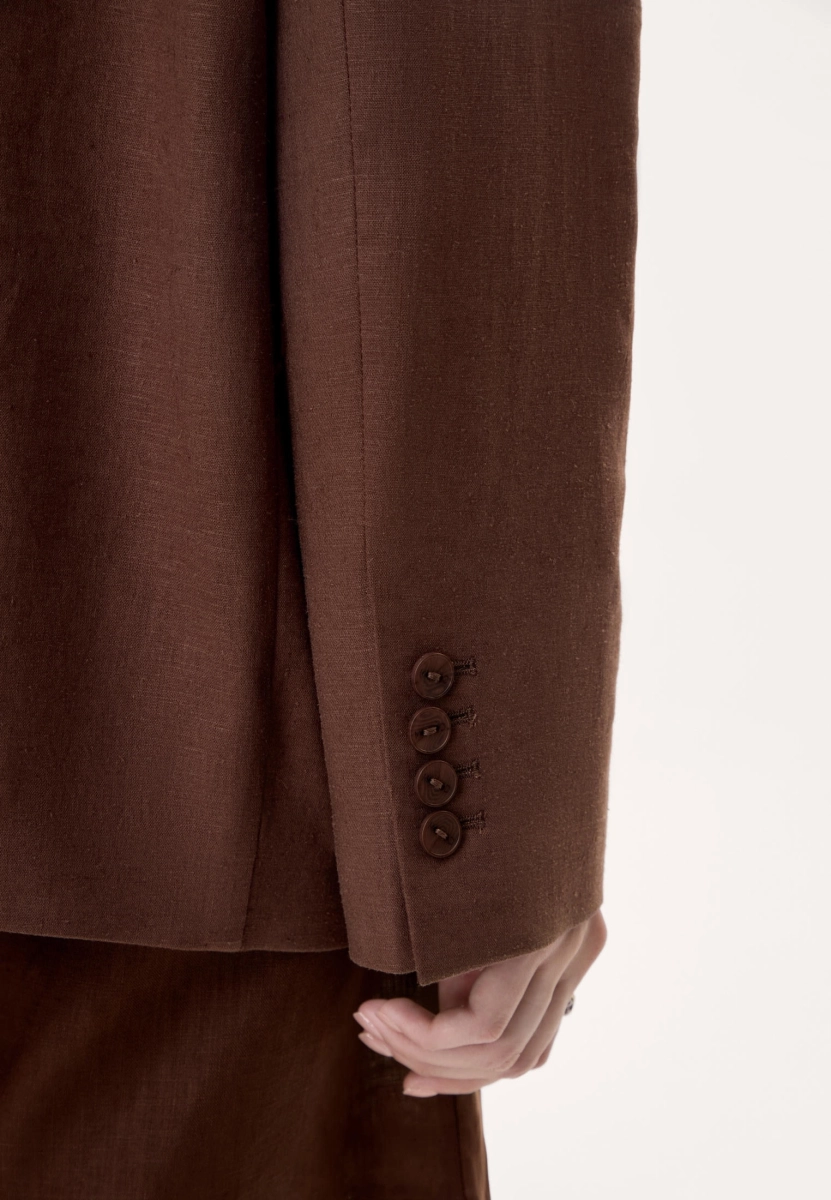 Женский жакет льняной MUTED, цвет: коричневый, 904737.WJKT0001_Brown купить онлайн