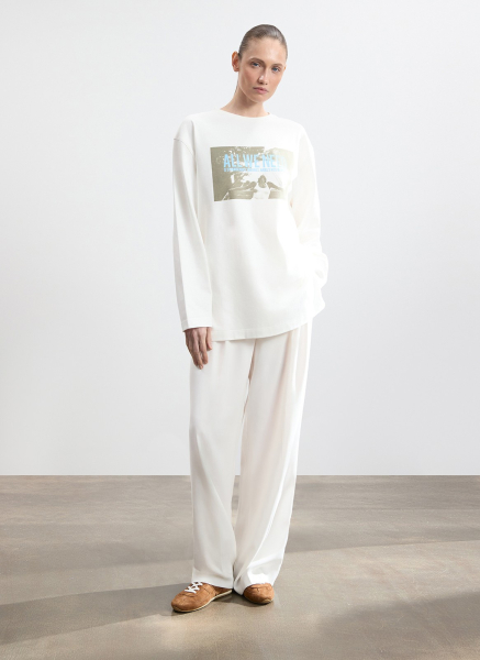 Лонгслив свободного кроя c принтом ALL WE NEED, цвет: белый,  купить онлайн