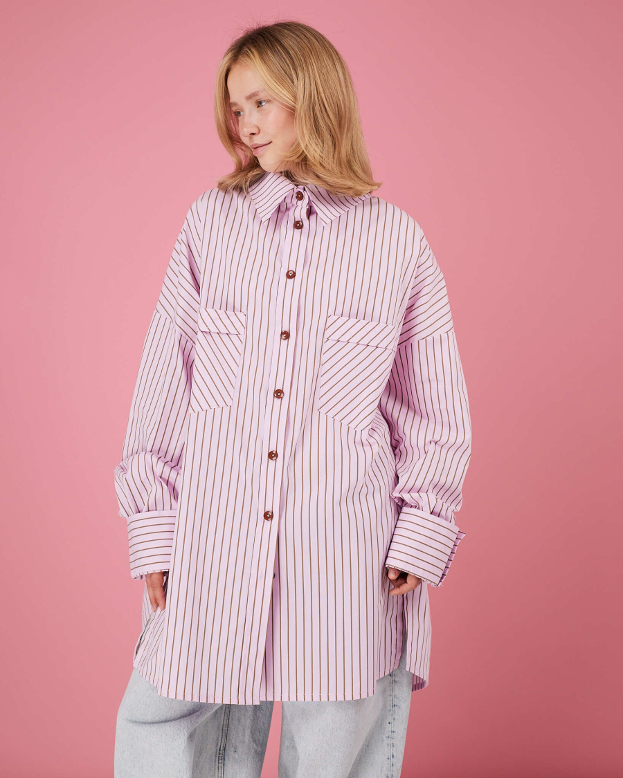 Рубашка макси оверсайз #19 TABOO, цвет: розовый, Rub19 купить онлайн