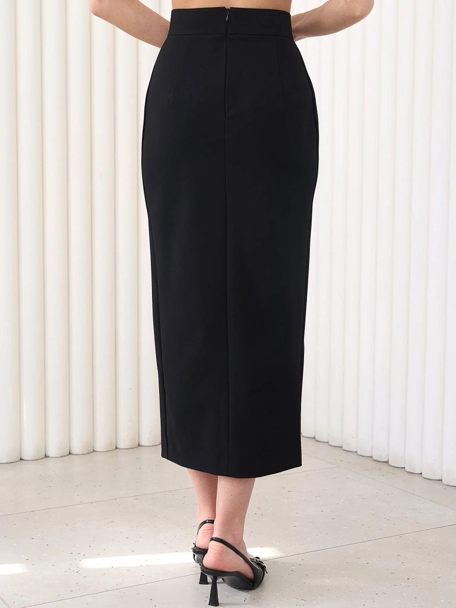 Юбка миди с двумя шлицами I.B.W., цвет: Черный, SK019 купить онлайн