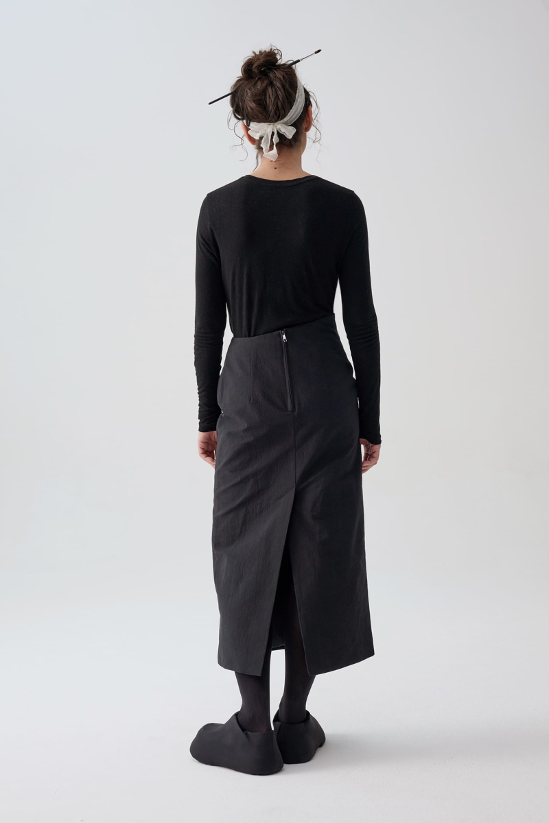 Юбка из бумажной ткани UNKE, цвет: Черный, 2601SK003C_BL купить онлайн