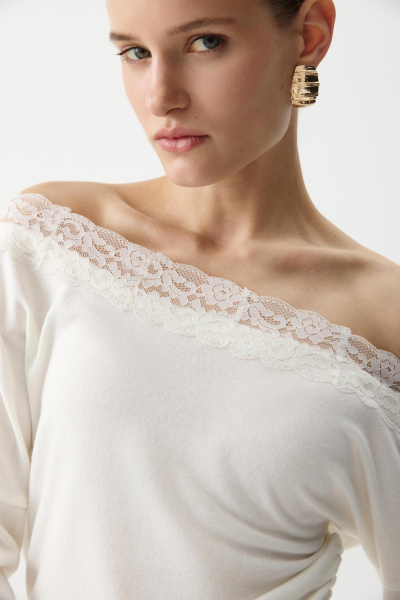 Лонгслив с кружевом из мягкого трикотажа Charmstore, цвет: белый, 205-514107-111 купить онлайн