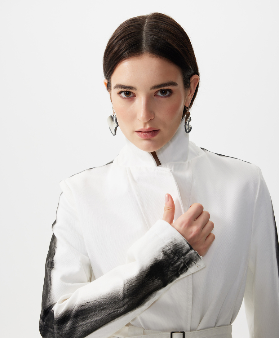 Пиджак джинсовый с принтом на рукавах GLVR, цвет: белый, 126G21GAC4809 купить онлайн