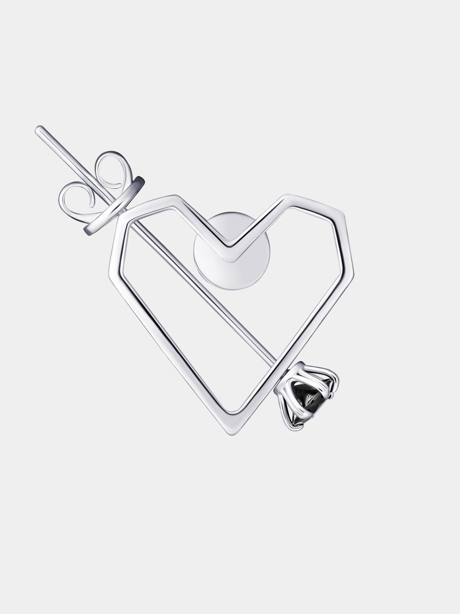 Моносерьга-пусета RUSHEV, цвет: Серебряный, RSHV_VLV_HRTB купить онлайн