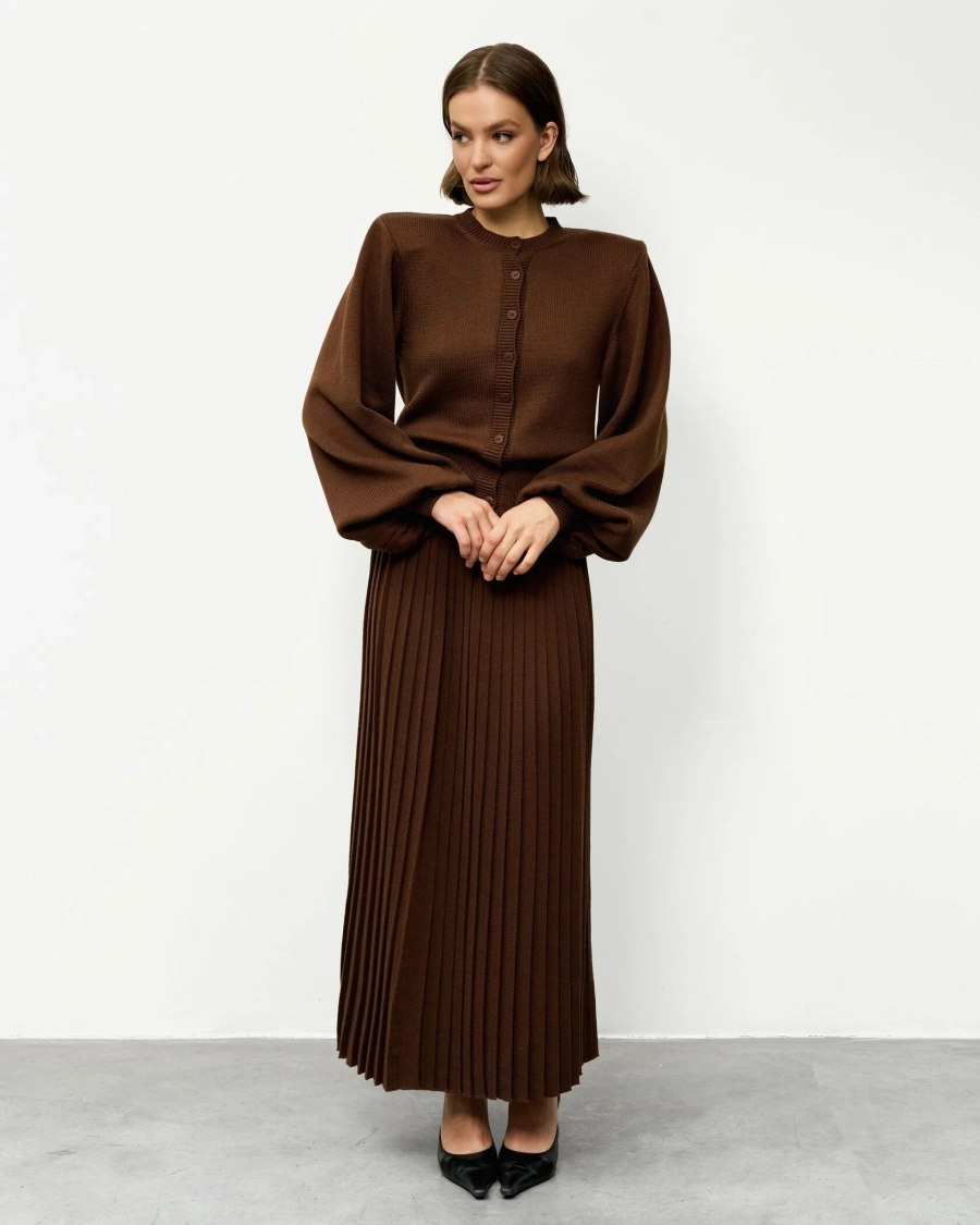 Вязаный костюм с длинной юбкой YONSRU, цвет: шоколад, 823 купить онлайн