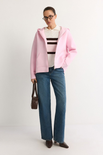 Худи из неопрена на молнии TOPTOP, цвет: розовый, TT.054.15833.300 купить онлайн