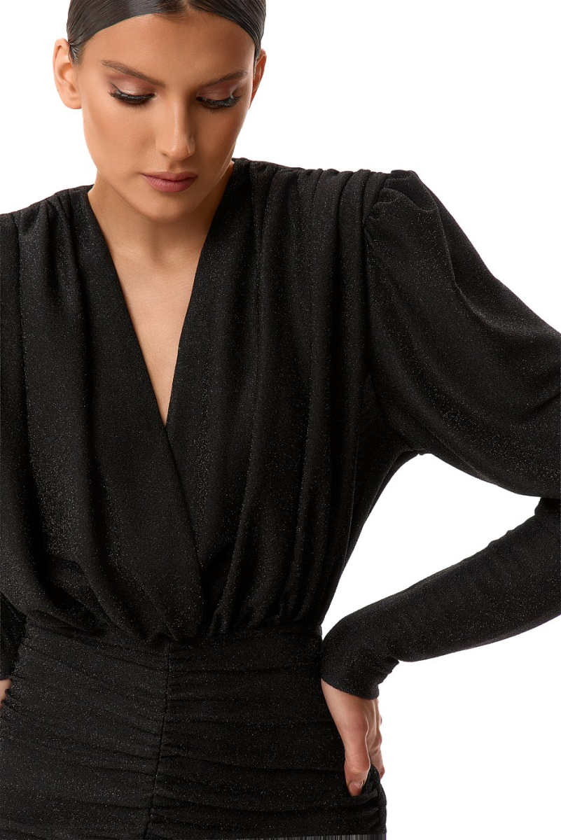 Платье-мини с увеличенными плечами SODAMODA, цвет: Черный, 15941 купить онлайн