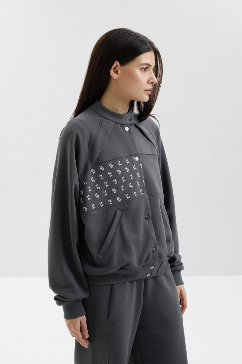 Бомбер из футера marte, цвет: серый,  купить онлайн