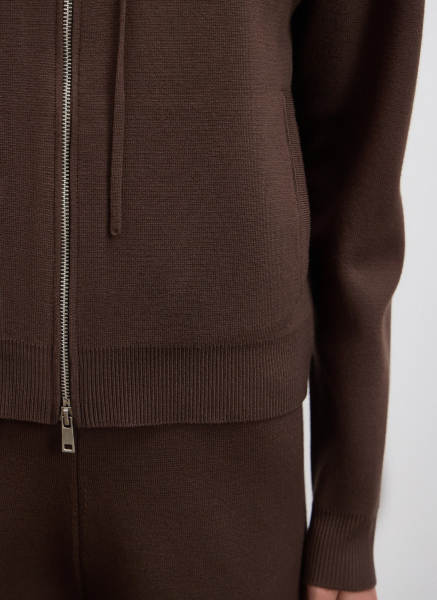Джемпер с капюшоном на молнии вязаный ALL WE NEED, цвет: коричневый,  купить онлайн