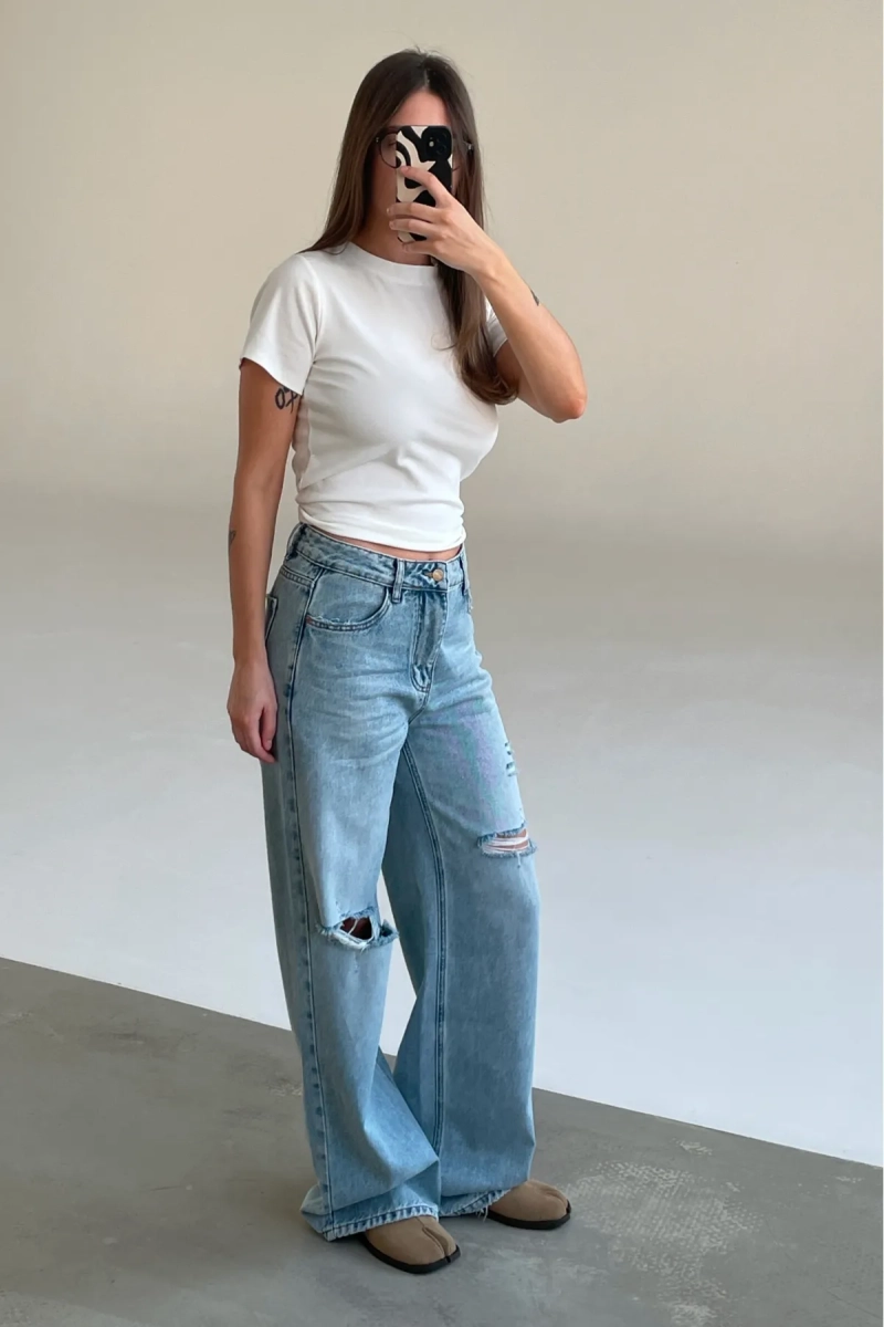 Джинсы свободные Синий гранж Erist store, цвет: синий, НФ-00003120 купить онлайн