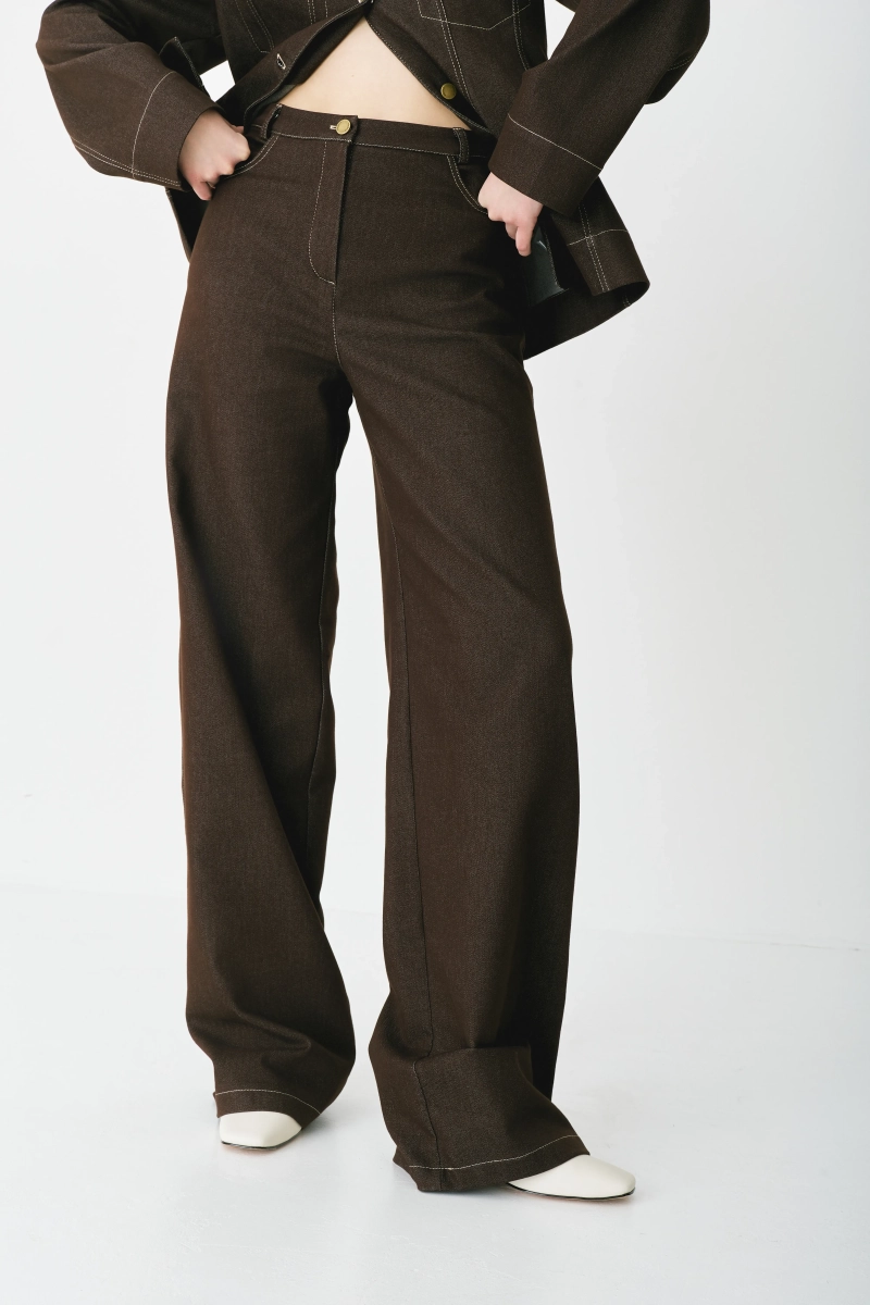 Джинсы из сырого денима Ricoco, цвет: коричневый, 5077/5 купить онлайн