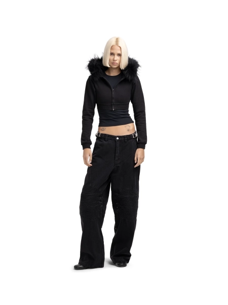 Мини-худи на молнии с мехом ABC, цвет: Черный, 00-182 купить онлайн