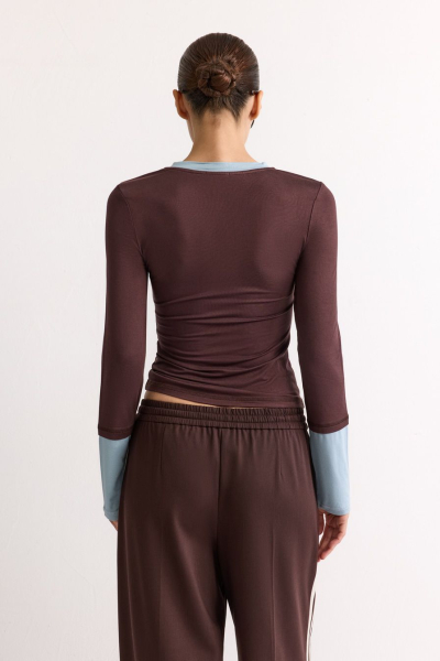 Лонгслив из смесовой вискозы TOPTOP, цвет: коричневый, TT.025.18745.700 купить онлайн