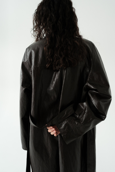 Тренч кожаный НИ ИМЕНИ, НИ ПОХОЖИХ, цвет: коричневый, 00-00000371 купить онлайн