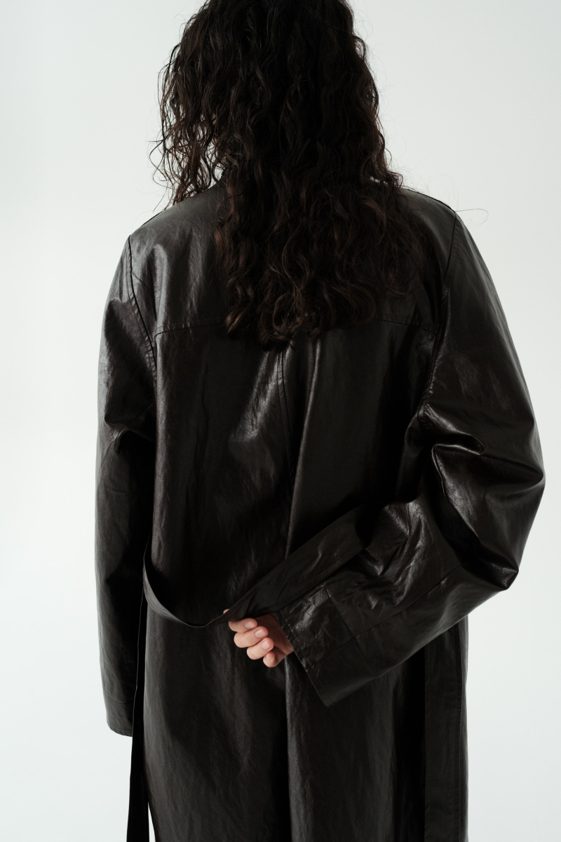 Тренч кожаный НИ ИМЕНИ, НИ ПОХОЖИХ, цвет: коричневый, 00-00000371 купить онлайн