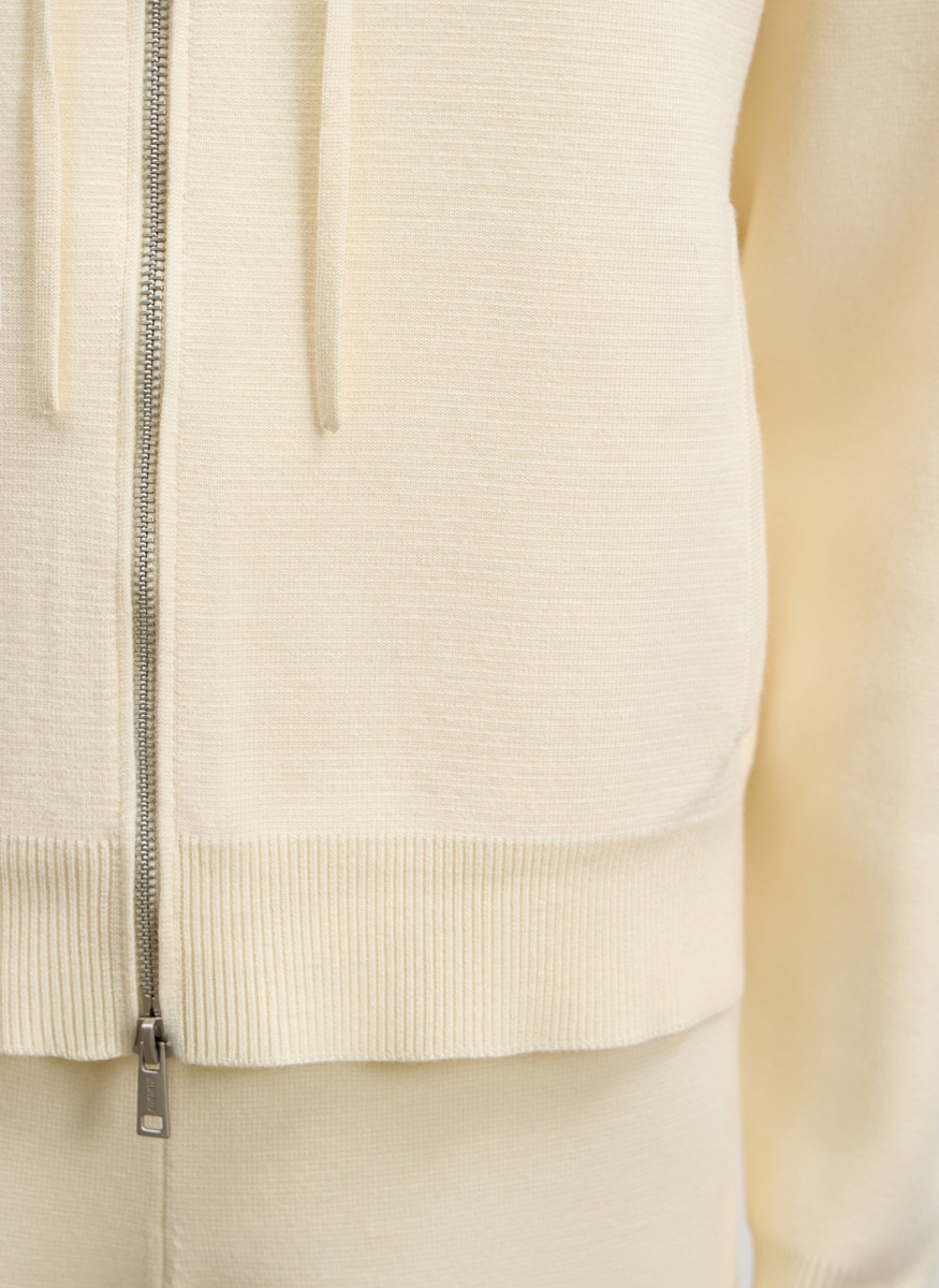 Джемпер с капюшоном на молнии вязаный ALL WE NEED, цвет: белый,  купить онлайн