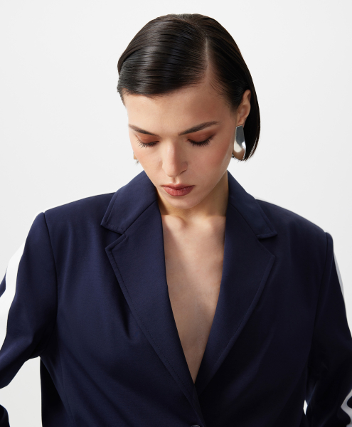 Пиджак с вязаными лампасами на рукавах GLVR, цвет: Черный, 126G23GAC1904 купить онлайн