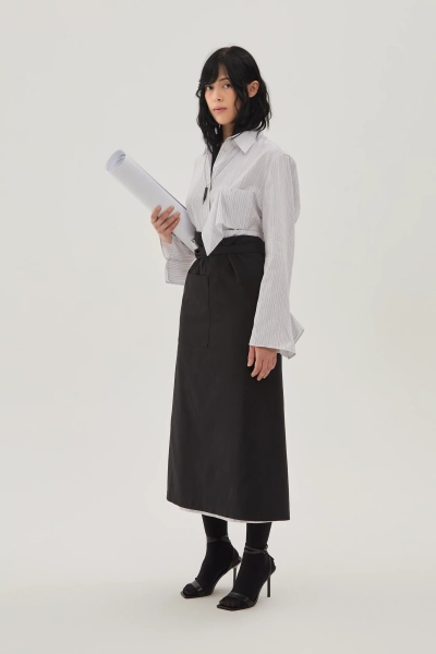 Юбка фартук миди UNKE, цвет: Черный, 2601SK002T_BL купить онлайн